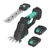 Garvee Cordless Grass Shear & Shrubbery Trimmer 2-in-1 Handheld 20V Electric Lawn Hedge Shears with 2*2.0Ah Battery & Charger Base, Portable, Adjustable Head - Black + Lake Blue