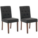 Garvee Parsons Button Tufted Dining Chairs Set of 2 - Upholstered Fabric Kitchen Chairs with Wood Legs & Padded Seats - Black - Living Room Kitchen Furniture