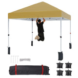Garvee 10x10 ft Instant Pop Up Canopy with One Button Push, Wheeled Bag, Sandbags, Stakes for Outdoor Use, Khaki