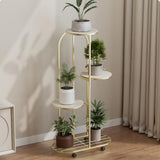 Garvee Metal Tall Plant Flower Shelf With Movable Wheels For Indoor Outdoor Corner, 4 Tier, Champagne Gold - Four-Layer-Champagne Gold