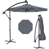 Garvee Cantilever Umbrella with Base Included 10FT Shade Outdoor Offset 360° Rotation Infinite Tilt Grey - Grey