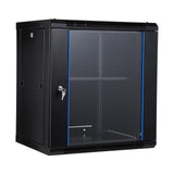 Garvee 12U Wall Mount Network Cabinet - 17.7in Deep Server Rack Enclosure with Locking Glass Door & Removable Side Panels for IT/AV Equipment, Black