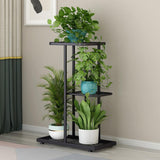 Garvee Dark Gray With Silver 3 Tier Metal Plant Stand For Indoor Outdoor Use, Corner Display Rack, Patio Garden Balcony - Dark Gray With Silver