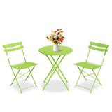 Garvee 3 Piece Patio Bistro Set Folding Metal Outdoor Furniture for Balcony Yard Garden Grass Green - Grass Green