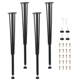 Garvee Metal Table Legs Set Heavy Duty Stable 1200 lbs Load Powder-Coated Steel Adjustable Rubber Feet Column B 26.7in Black - Schwarz