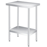 Garvee Stainless Steel Table 14" x 24" NSF 2 Tier Prep Table Adjustable Foot Under Shelf Heavy Duty Commercial Worktable Restaurant Home Kitchen Indoor Outdoor