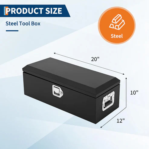 Garvee 20 Inch Steel Truck Bed Tool Box - Diamond Plate Design with Side Handles and Locking Keys, Compact and Durable Storage for Pickup Trucks, RVs, and Trailers, Black