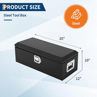 Garvee 20 Inch Steel Truck Bed Tool Box - Diamond Plate Design with Side Handles and Locking Keys, Compact and Durable Storage for Pickup Trucks, RVs, and Trailers, Black