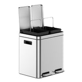 Garvee 8 Gallons Rectangular Recycling Trash Can with 2 Compartments, Silver, 30 Liters (4+4Gallons) - Silver