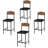 Garvee Bar Stools Set of 4, 39.3 in Counter Height, Wide Cozy PU Leather Seat, Brown, Modern Square Upholstered Bar Chair with Back and Footrest for Island, Counter Bar, Dining Room - Brown