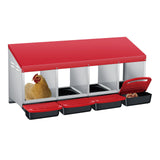 Garvee Chicken Nesting Box 4 Compartments Red, Laying Nest Boxes for Chickens with Perch, Durable Galvanized Steel, Ventilated Design - Red 4 Hole