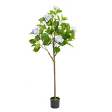Garvee 5FT Artificial Hydrangea Flower Tree, Tall Fake Potted Plant with Realistic Purple Hydrangeas for Home Office Living Room, Adjustable, Durable - Hydrangea Flower