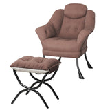 Garvee Comfy Lazy Chair with Ottoman Ergonomic Reading Chair Armrests Small Apartments Bedroom Living Room Velvet - Coffee 100 Dutch Velvet Hlr-4