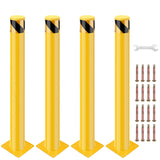 Garvee Safety Bollard Post Steel Traffic Parking Barrier Bollards Yellow 48 x 4.5 in 4 Pack