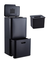 Garvee 16 Gal Dual Trash Can with Compost Bin for Kitchen, Stainless Steel, Black, 60L Capacity - Black