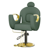 Garvee Barber Salon Chair Reclining Hydraulic Pump 360° Swivel Height Adjustable 330 LBS Capacity Green & Gold - Green & Gold