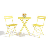 Garvee 3-Piece Folding Bistro Set, Foldable Patio Furniture Set With Premium Frame, Outdoor Bistro Table and Chairs Set of 2 for Patio, Garden and Balcony, Yellow - Yellow