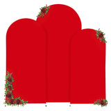 Garvee 3-Piece Red Backdrop Fabric Set Half-Circle Zipper Closure Polyester-Spandex Wrinkle-Resistant Lightweight for Weddings & Parties
