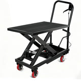 Garvee Hydraulic Lift Table Cart 330 LBS Load Capacity Manual Single Scissor Lift 28.5 in Height with Non-Slip Pad and 4 Wheels - Black