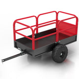 Garvee 1700Lb Utility Dump Trailer Cart Heavy-Duty Cargo Trailer with Tailgate for Lawn Tractors ATV UTV Four Wheelers 17 Cubic Feet Capacity Black - Red/Steel Panel