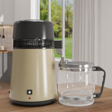 Garvee 1.1 Gallon Water Distiller 750W Home Water Purifier with Glass Jug, Golden, Ideal for Home and Office Use