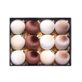 Garvee 3.15 Inch Christmas Ornaments 12-Pack Christmas Tree Decoration Premium Fabric-Covered Christmas Balls, Shatterproof Velvet Ornaments for Elegant Holiday Tree Decor & Festive Home Styling - White & Brown