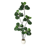 Garvee 6FT Artificial Ficus Lyrata Tree With Bendable Boughs Modern White Pot Indoor Home Office Living Room Decor Green - 6Ft