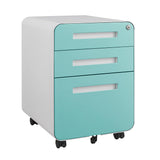 Garvee 3 Drawer Mobile File Cabinet with Lock Under Desk Metal Filing Cabinet for Home Office A4 Letter Legal Size Fully Assembled - Blue
