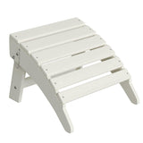 Garvee Folding Adirondack Ottoman HDPE Outdoor Footrest White for Deck Backyard Patio Poolside 13.8 Inch - White
