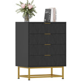 Garvee Modern 4-Drawer Fabric Dresser Organizer Chest Compact Storage for Bedroom Closet Living Room Black - Black