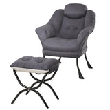 Garvee Comfy Lazy Chair with Ottoman Ergonomic Reading Chair Armrests Small Apartments Bedroom Living Room Velvet - Gray 200 Dutch Velvet Hlr-21