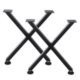 Garvee Carbon Steel X Table Legs Robust Load 770 lbs Adjustable Feet Black Industrial Style 40cm Height 48cm Width
