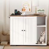 Garvee Large Cat Robot 4 Enclosure Furniture White, Cat Litterbox Robot Cabinet with Power Outlet, Dog Proof Shelf, 39.4in x 26in x 33in - White
