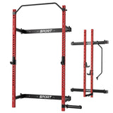 Garvee Folding Squat Rack, 1000LBS Capacity Wall Mounted Squat Rack, Foldable Squat Rack with Pull Up Bar, J Hook, Landmine for Home Gym