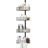 Garvee Corner Shower Caddy Tension Pole Adjustable 76-110 in Black Rustproof Bathroom Organizer with Built-In Towel Bars