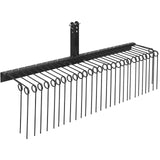 Garvee 72" Tow Behind Landscape Rake, 3 Point Quick Hitch, Heavy Duty Powder Coated, Category 1 Tractors, Steel Tines, Yard Cleaning, Black
