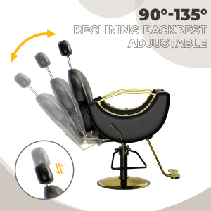 Garvee Hydraulic Reclining Barber Chair for Entryway – 360° Swivel, Adjustable Height, Heavy Duty PU Leather, Comfortable & Easy to Clean, Metal Base, Ideal for Home or Salon Storage – Black
