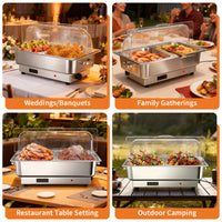 Garvee Electric Chafing Dish Buffet Set 2 x 4.5 QT Stainless Steel Food Warmers Temperature Control Wedding Parties 23in