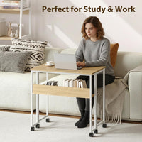Garvee Folding Desk Small Rolling Desk with Storage Shelf for Home Office and Study, 24.8 Inch, Foldable, Space-Saving, with Wheels