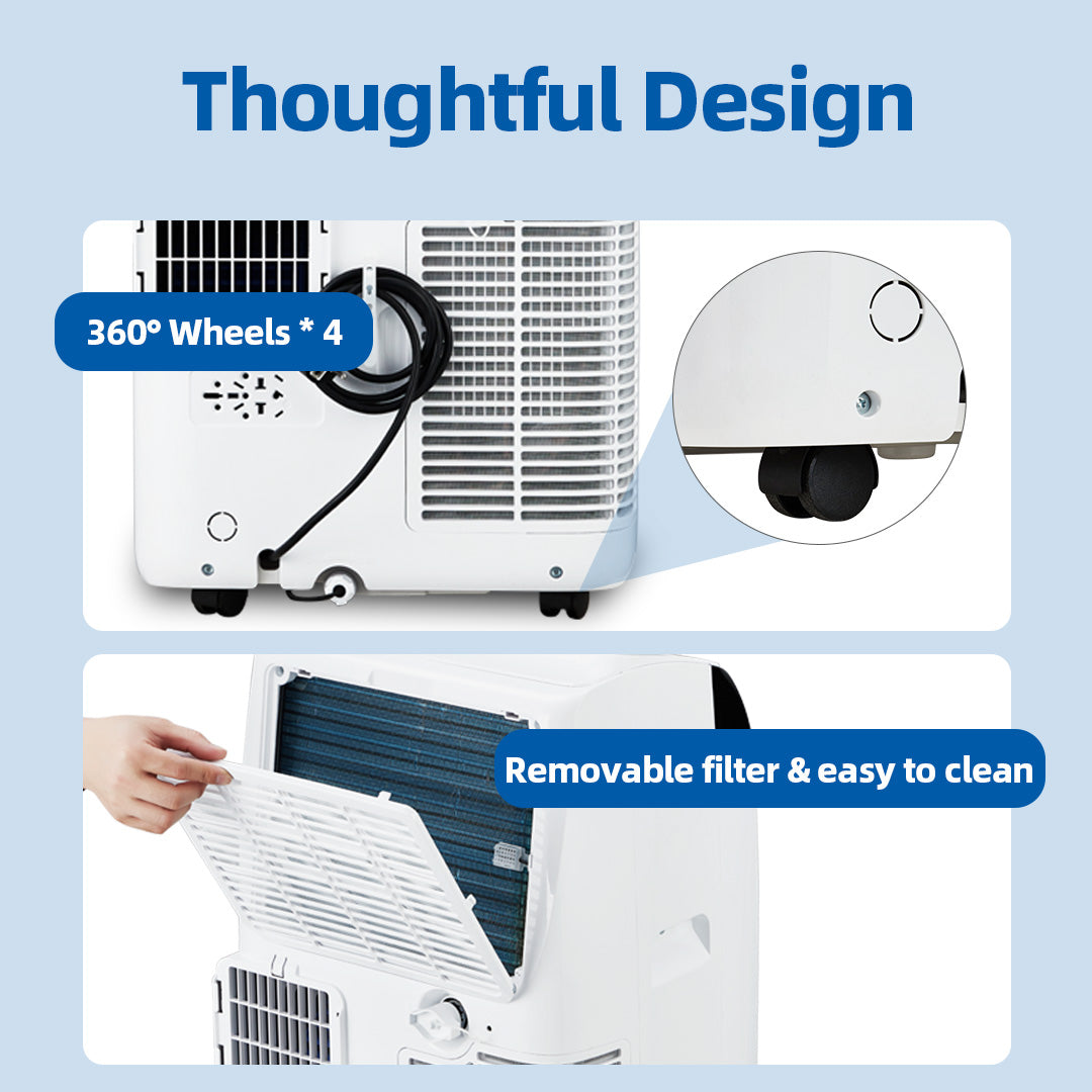 Garvee Portable Air Conditioners, 14000 BTUs Portable AC Unit 3-in-1 Cooling, Dehumidifier & Fan, Standing A/C Portable Air Conditioner for Room Up to 750 Sq. Ft, 24H Timer, Window Kits - White