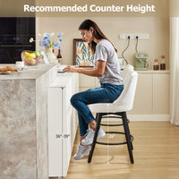 Garvee Counter Height Bar Stools Set of 2, Modern Swivel Bar Stools with Back and Wood Legs, 26 in Seat Height, Linen Fabric Beige for Kitchen Island and Home Bar