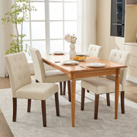 Garvee Parsons Button Tufted Dining Chairs Set of 2 - Upholstered Fabric Kitchen Chairs with Wood Legs & Padded Seats - Beige