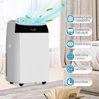 Climatiseur portable Garvee 14 000 BTU avec déshumidificateur et ventilateur, unités de climatisation portables refroidissant jusqu'à 70 m², télécommande, oscillation automatique, mode veille, plateau blanc