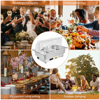 Garvee 9QT(2×1/2Pan) Plat de Chauffe Électrique avec Contrôle de la Température, Serveurs et Chauffe-Plats de Buffet en Acier Inoxydable, Ensemble de Plats de Chauffe Électriques avec Contrôle de la Température pour la Restauration