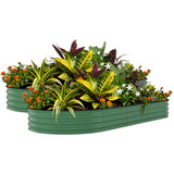 Garvee 2 Pack Galvanized Raised Garden Beds - 8x4x1.5ft Rust-Resistant Planter Box for Vegetables and Flowers, Green - Green(Rubber Edge)