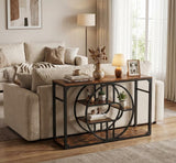 Garvee 55" Entryway Table Industrial Sofa Table with Storage for Living Room Rustic Brown Black 55L x 11.8D x 31.6H - Rustic