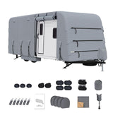 Garvee RV Travel Trailer Cover Waterproof UV Resistant Rip-Stop Camper Cover Fits 30-33 ft Grey with Gutter & Jack Covers