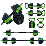 Garvee 4 in 1 Adjustable Dumbbell Set with Iron Handle, 44lbs Weight, Green and Black, Home Gym Fitness Equipment