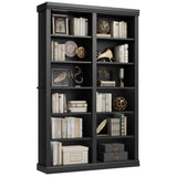 Garvee 74.5" Tall Double Wide Bookshelf with 12 Cubbies for Livingroom Office Library, Black, 74.5"H x 46.1"W x 12.4"D - Blcak