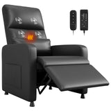 Garvee Power Recliner Chair with Massage and Heat, Adjustable Electric Recliner, PU Leather, Home Theater Seating, Black